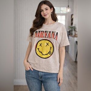 Nirvana Graphic Tee • Smiley Face Logo • XL • Excellent Condition